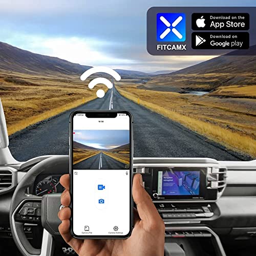 Fitcamx 4K Dual Dash Cam Suitable for 2022-2026 Toyota Tundra & Sequoia 2023-2026 Limited SR SR5 TRD Pro Platinum (Gen3), OEM Look, Front 2160P and Rear 1080P HD Video WiFi, Loop Recording, 128GB Card