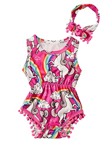 Bodysuit Sleeveless White Unicorn Ponies Print Onesies Jumpsuit for Baby Infant Toddler Shower Gift Sunsuit,Ba