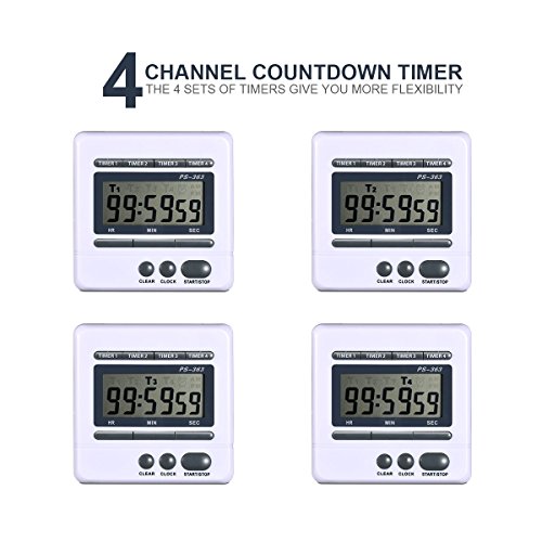 AIMILAR Digital Countdown Timer 4 Channel Count Up Down Kitchen Cooking Timer Clock - Thumbnail 2