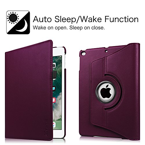 Fintie New iPad 9.7 inch 2017 / iPad Air Case - 360 Degree Rotating Stand Cover with Auto Sleep Wake for Apple New iPad 9.7 inch 2017 Tablet / iPad Air 2013 Model, Purple