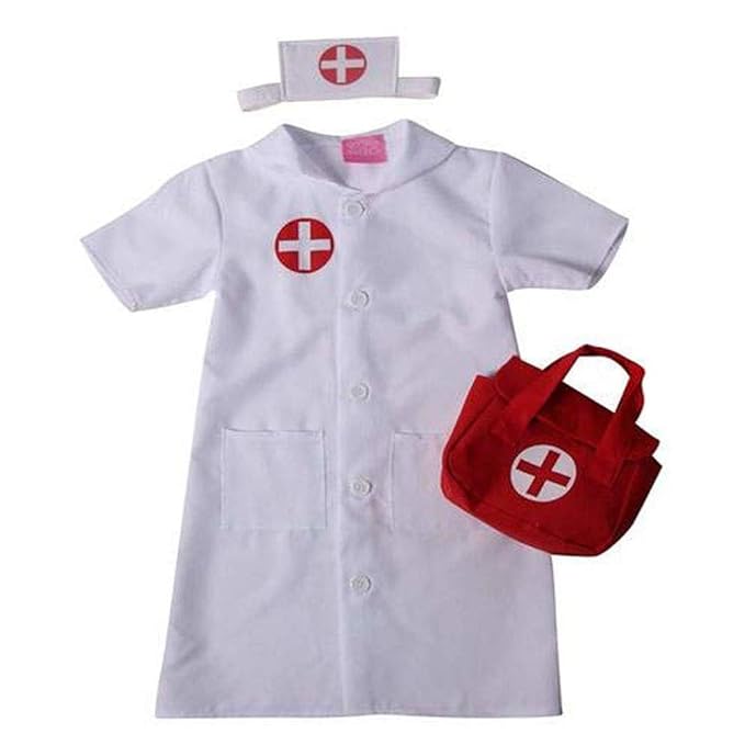 Buy Girls White Pediatric Medical Nurse Dress Up Set Dress & First