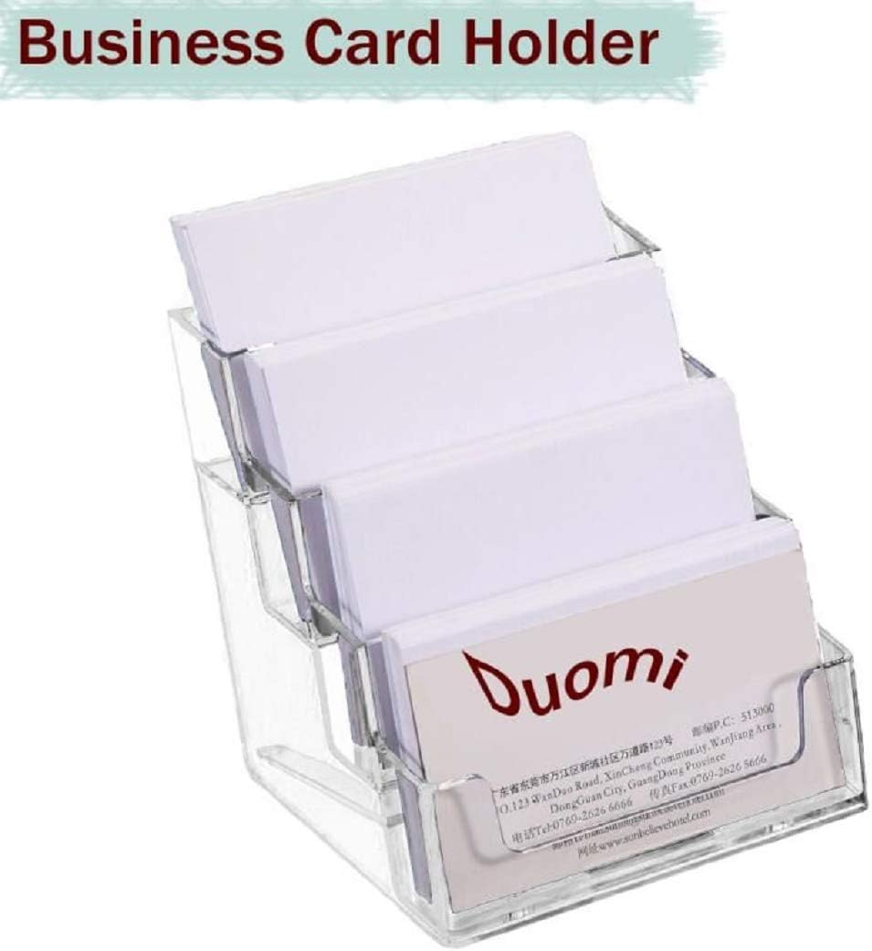 Clear Acrylic 4-Tier Business Card Holder - Desktop Display Stand Holds Up To 320 Cards