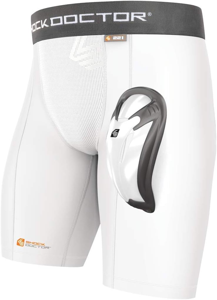 Shock Doctor Adult Compression Short with Bio-Flex Protective Cup, Baseball, Hockey, Softball, Lacrosse, Football, and Soccer: Sports & Outdoors