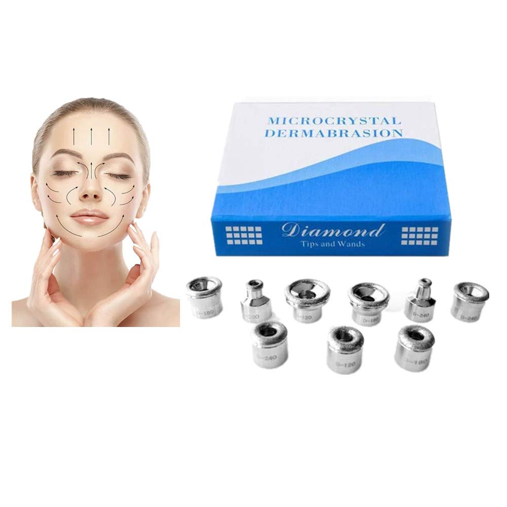Diamond Dermabrasion Head,Microdermabrasion Exfoliator Home Facial Dermabrasion Tool Dermabrasion Replacements 9Tips