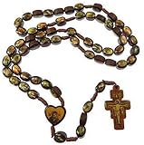 R. Heaven Brown Wooden Saints Rosary Beads