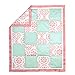 Mint Green and Coral Patchwork 3 Piece Baby Crib Bedding Set by The Peanut Shell