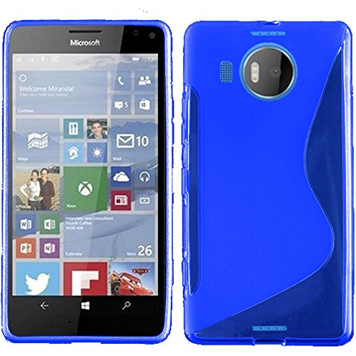 Microsoft Nokia Lumia 950XL Case, LF 4 in 1 Bundle, S Sharp TPU Flexible Thin Gel Cover Case, Stylus Pen, Screen Protector & Wiper Accessory (TPU Blue)