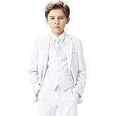 Boys Suit Slim Fit 5 Piece for Kids Toddler Suit Wedding Outfit for Teenage Boys Formal Tuxedo Set