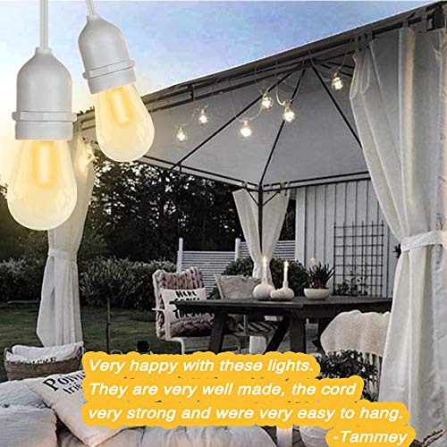 SUNTHIN 2 Pack 48ft White Outdoor String Light Kit with 0.9W Dimmable