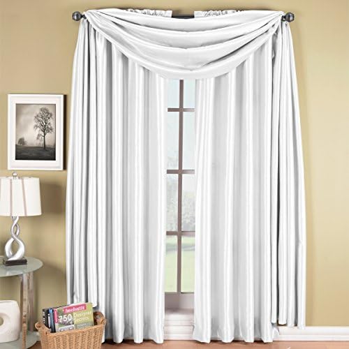 Exquisite Draperies Soho Rod Pocket Faux Silk Window Treatments, Contemporary Décor Panels, Valances &amp; Scarfs, Panels Available in 63, 84, 96 &amp; 108 Inches Length, Complete Modern Look With Matching Valance and Scarf, 42 Inches by 96 Inches Panel, White
