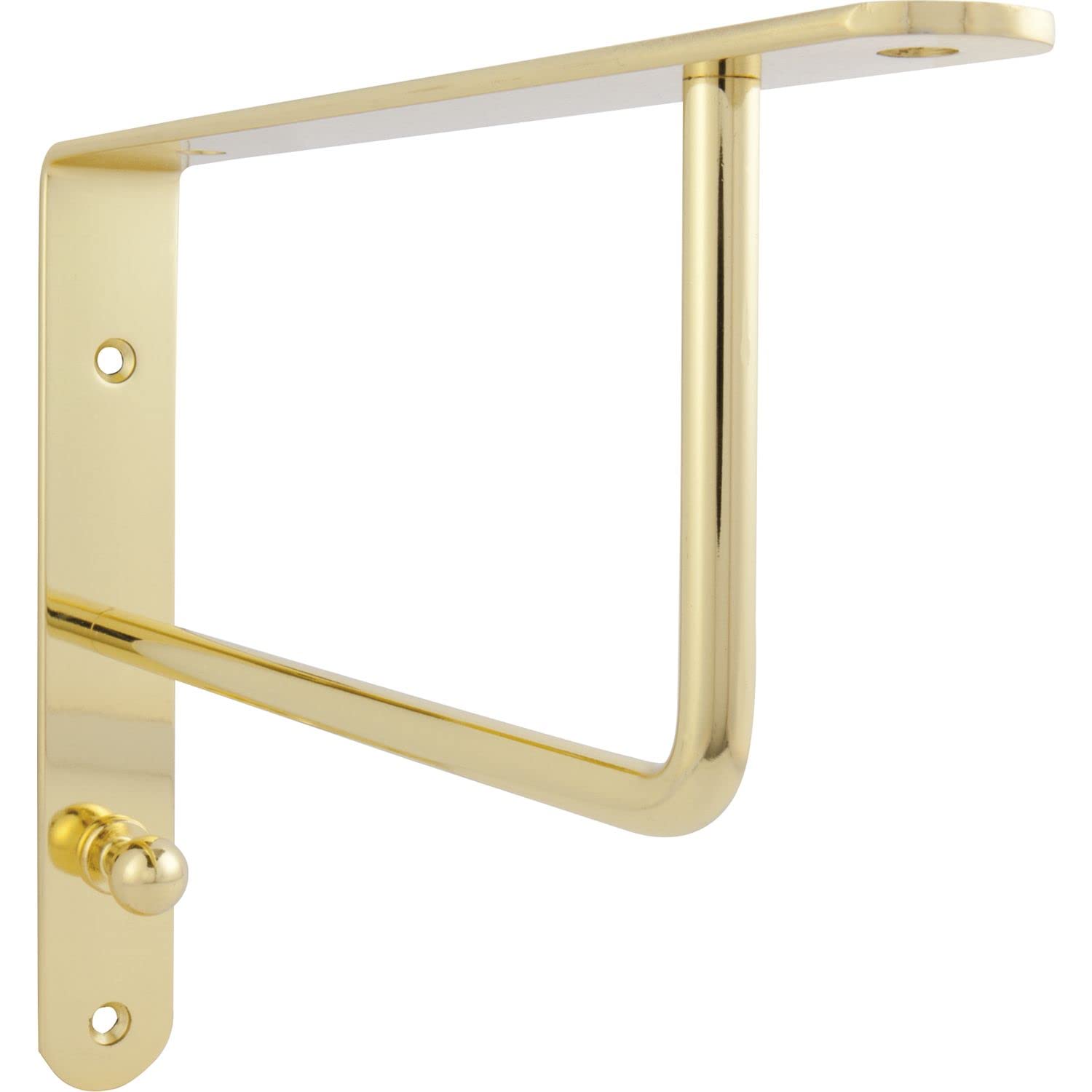 Grimme Kemwer 05 0750 02.02 Gold-Plated Wardrobe Console (Shelf Bracket) Angle with Coat Hooks, Shelf Support for Wardrobe, Steel