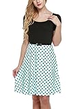Zeagoo Women Summer Short Sleeve Polka Dots A-Line Flare Party Cocktail Dress