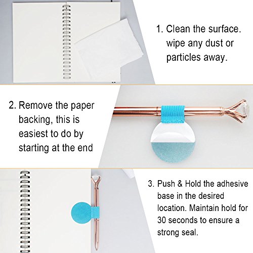 Pen Loop Holder, Self-adhesive Leather Pen Pencil Holder with Elastic Loop, Adhesive Pen Loop for Notebook, Planners, Calendars, Clipboards etc. (round shape 6 Colors 12 Packs)