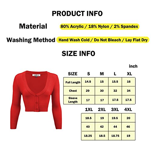 YEMAK Crop Sweater Cardigan, 46 Colors, Vintage Inspired, S - 4X, Pin up, CO129-WHT-S