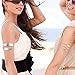 Yaomiao 6 Pieces Arm Bangle Set Adjustable Upper Arm Cuff Set Minimalist Arm Bracelets Metal Punk Spiral Arm Bracelet Swirl Faux Leaf Feather Arm Bangle for Women