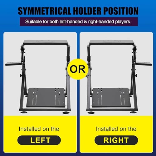 Foldable Sim Racing Wheel Stand, Height Adjustable Steering Shifter Mount fit for Logitech G25 G27 G29 G920 G923 Thrustmaster T330TS Gaming Stand, Wheel Pedals NOT Included, 63 * 42 * 84Cm