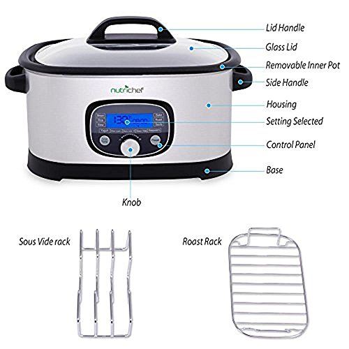 NutriChef Sous Vide Slow Cooker 11 in 1 Steamer Stainless Steel High