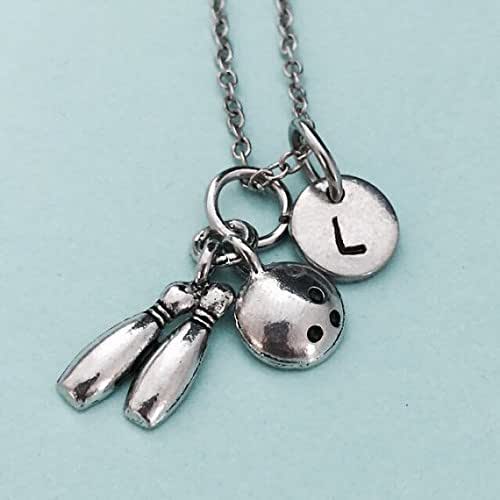 Bowling ball and pin necklace, bowling ball and pin charm