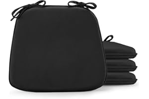 Wellsin Chair Cushions for Dining Chairs 4 Pack, Memory Foam Seat Cushions for Kitchen Chairs, 17"x16"x1.5" Kitchen Chair Cushions with Ties,Black