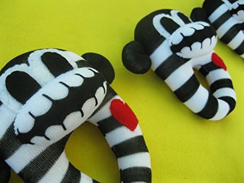 Sock Monkey Ringtoy - Macabre - Skeleton - Cute Spooky Handmade Toy