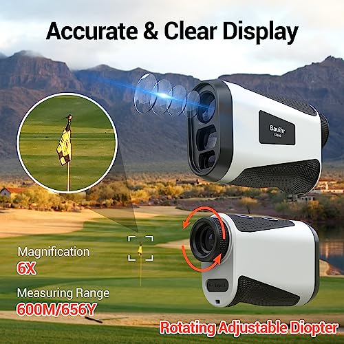 Bauihr Telémetro Láser de Golf Alta Precisión de 600M y 6 Aumentos | Medición de Distancia, Compensación de Pendiente, Bloqueo de Banderas y Vibración