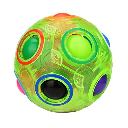 Morecome Luminous Stress Reliever Magic Rainbow Ball Fun Cube Puzzle Education Toy for Kids (B)