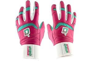 Sportz Drip Batting Gloves (Pink/Teal) - Genuine Leather Gloves for Baseball & Softball Players - Unisex-Youth, Unisex-Adults