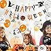 Halloween Party Balloons Decorations Kit - Happy Halloween Banner and 30 pcs 12 Inches Pumpkin Ghost Bat Specter Spider Web Latex Balloons for Halloween Party Supplies