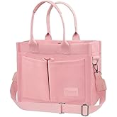 Canvas Tote Bag for Women With Pockets, Laptop Work Crossbody Purses Everything Shoulder Tote Bag Everyday Satchel Handbags