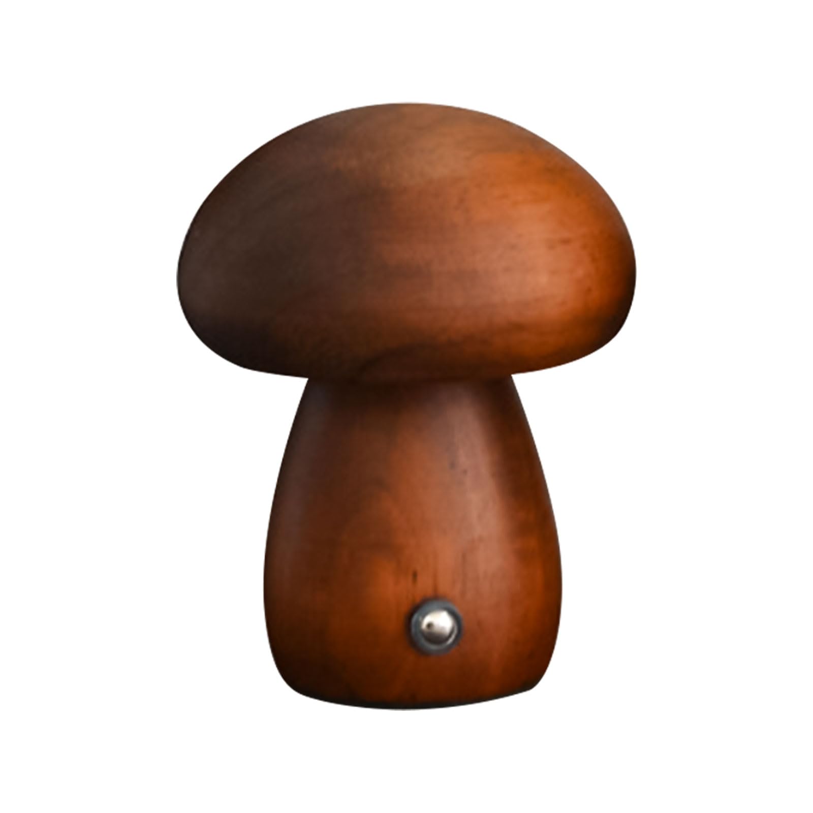 luolety Wooden Mushroom Lamp, 3-Color Dimmable Mushroom Night Light Bedside Table Lamp with Touch Switch 3W Desk Lamp USB Charging for Bedroom Home Decor (Brown S)