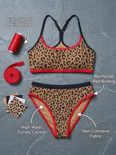 CUPSHE Women's High Waisted Two Piece Bikini Set, Sexy Color Block Swimsuit, Textured Racerback Bathing Suit