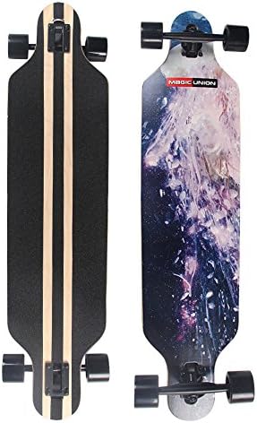 Outdoor Sunshine 41 Inch Black Complete Drop Down Maple Longboard Freeride and 7 Inch Aluminum Support