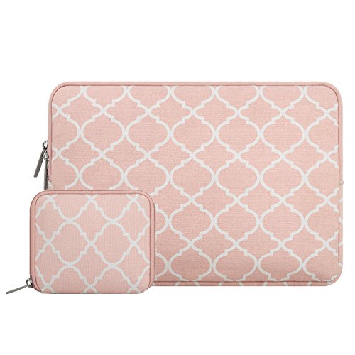 Mosiso Quatrefoil Style Canvas Fabric Sleeve Bag Cover Only for 2016 Newest MacBook Pro 13 Inch with/without Touch Bar (A1706/A1708) with Small Case, Rose Quartz