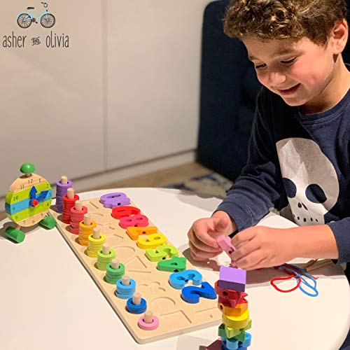 image for ASHER AND OLIVIA Montessori Fine Motor Skill Toys - Math Wooden Number