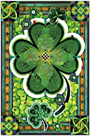 Celebration Flag Happy St.Patrick'S Day With Ireland-Shamrocks Double Sided Outdoor Flags Of 100% Polyester And Waterproof Fade And Mildew Resistant-12.5 X 18 Inch Banner