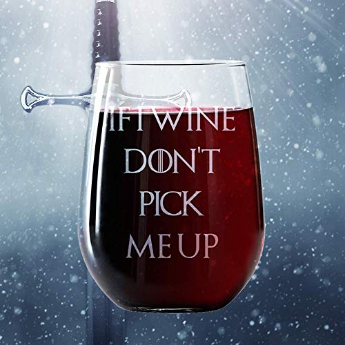 Wine Glasses Set of 4, Stemless Wine Glasses 17oz | Inspired by Game of Thrones | Engraved- Drinkware | Funny Novelty gifts for Men and Women - Made in USA. Includes free Wine Food Pairing Card - Thumbnail 3