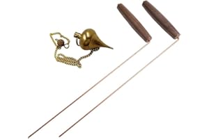 2PCS Copper Dowsing Rod Kit with Natural Walnut Handles and Brass Pendulum for Water, Mineral & Lost Item Detection – Divinin