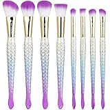 Mermaid Makeup Brushes Set 8PCS Makeup Brushes Foundation Eyeshadow Face Powder Concealer Blush Beauty Cosmetic Tools Premium Soft Synthetic Bristles Brushes kit