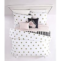 S&L Home Fashion 6-Piece Emma Gold/White/Blush with Quilted Throw Comforter Set Full/Queen