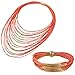 D EXCEED Jewelry Lightweight Handmade Magnet Clasp Multi Layered Rope Bib Necklace Bracelet Set for Women