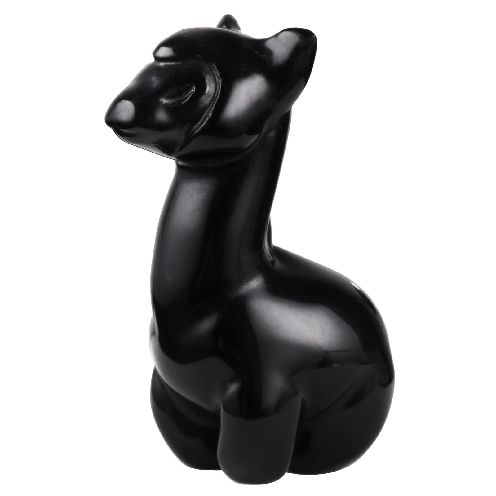 Nupuyai Black Obsidian Crystal Stone Sheep Alpaca Statue, Carved Animal Figure Stones Pocket Figurine Ornament Good Luck Home Office Decor