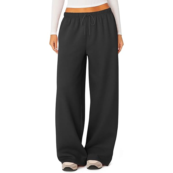 CFmduc Womens Wide Leg Sweatpants Trendy Stretch Drawstring High Waist Baggy Lounge Pant Casual Athletic Workout Track Pant With Pocket - View #8