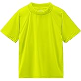 Boys Swim Shirts Short Sleeve Rash Guard Sun Protection UPF50+ T Shirts Rashguard Swimwear Fishing Water Tee Quick Dry Cool Water Tee for Toddler Kids Neon Yellow 4T