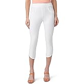 HUE Womens Super Soft Stretch High Rise Denim Capri Leggings with Tulip Hem, No Side Seams