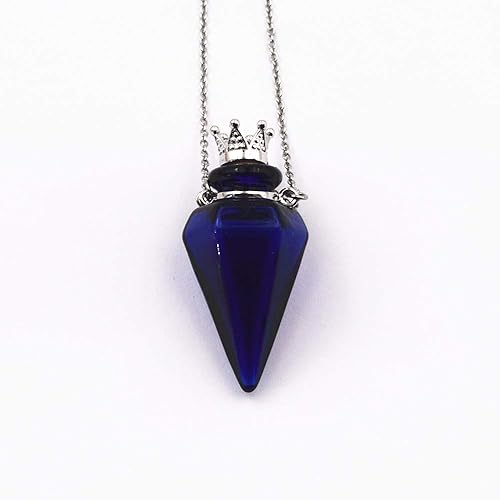 Amazon 絶妙なガラスオイルボトルファッションアロマペンダントアロマネックレス 青 ネックレス 通販