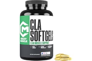 Crazy Muscle CLA 1000mg, Conjugated Linoleic Acid Fat Burner for Weight Management & Muscle Definition, High Potency, Keto-Friendly, Non-Stimulant CLA Supplement, Non-GMO, 120 Serving Softgels