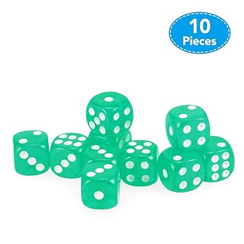 Lixada 10 PCS 14MM Transparent Dice Acrylic Gambling Game Playing Square Corner Dice Set