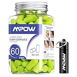 Mpow Soft Earplugs 60 Pairs for Small-Sized Ears, SNR 34dB Foam Ear Plugs, Noise Reduction Hearing Protection for Sleeping, Working, Shooting, Constructing, Snoring, with an Aluminum Carry Case-Green