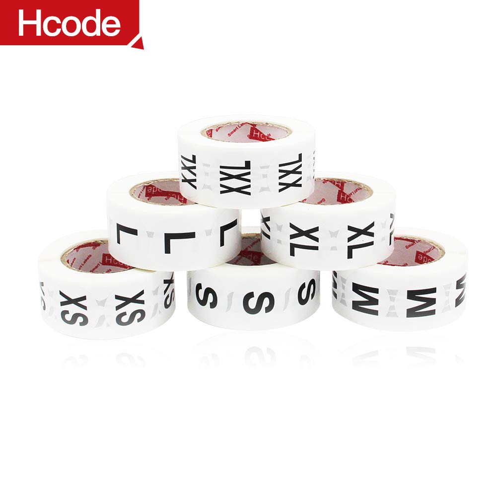 Hcode 1 Inch 25mm White Round Retail Clothing Size Label Adhesive Apparel Size Stickers A Set of 6 Rolls XS S M L XL XXL Total 3000 Pieces (White, XS-XXL)