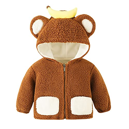 Volunboy Baby Boy Fleece Hooded Jacket Toddler Cartoon Full Zip Hoodie Winter Clothes Kid Sweatshirt Coat